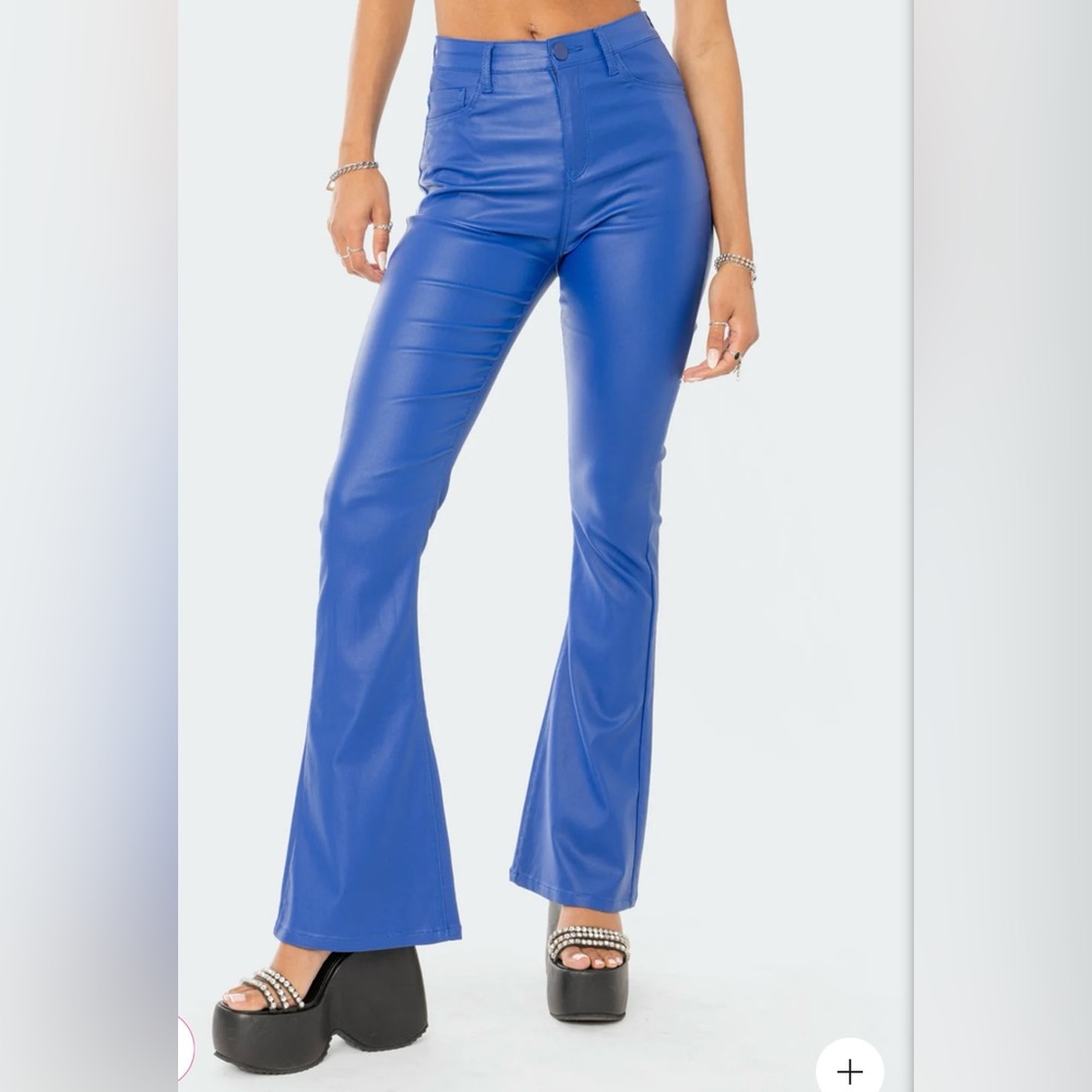 LUNA FAUX LEATHER FLARE JEANS